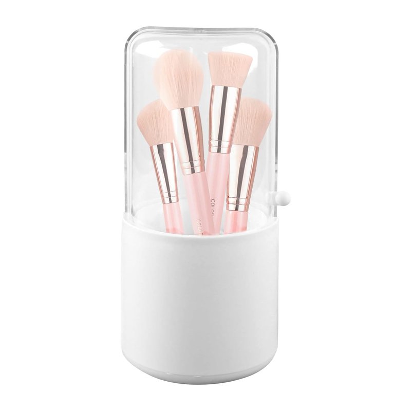 M MUNCASO lidded crystal-style brush holder with pearl accent