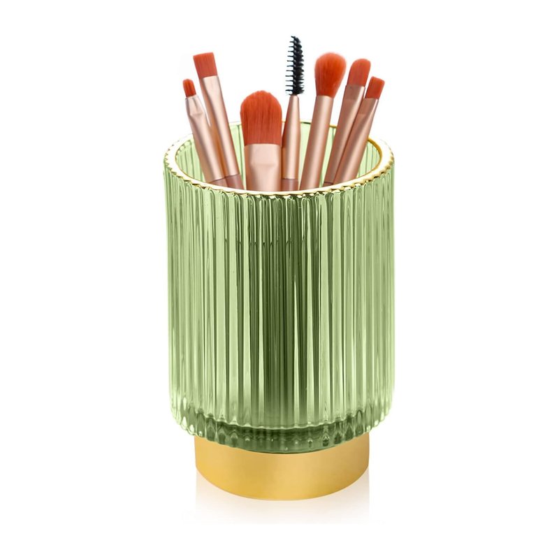 WHJY green crystal-style open brush holder
