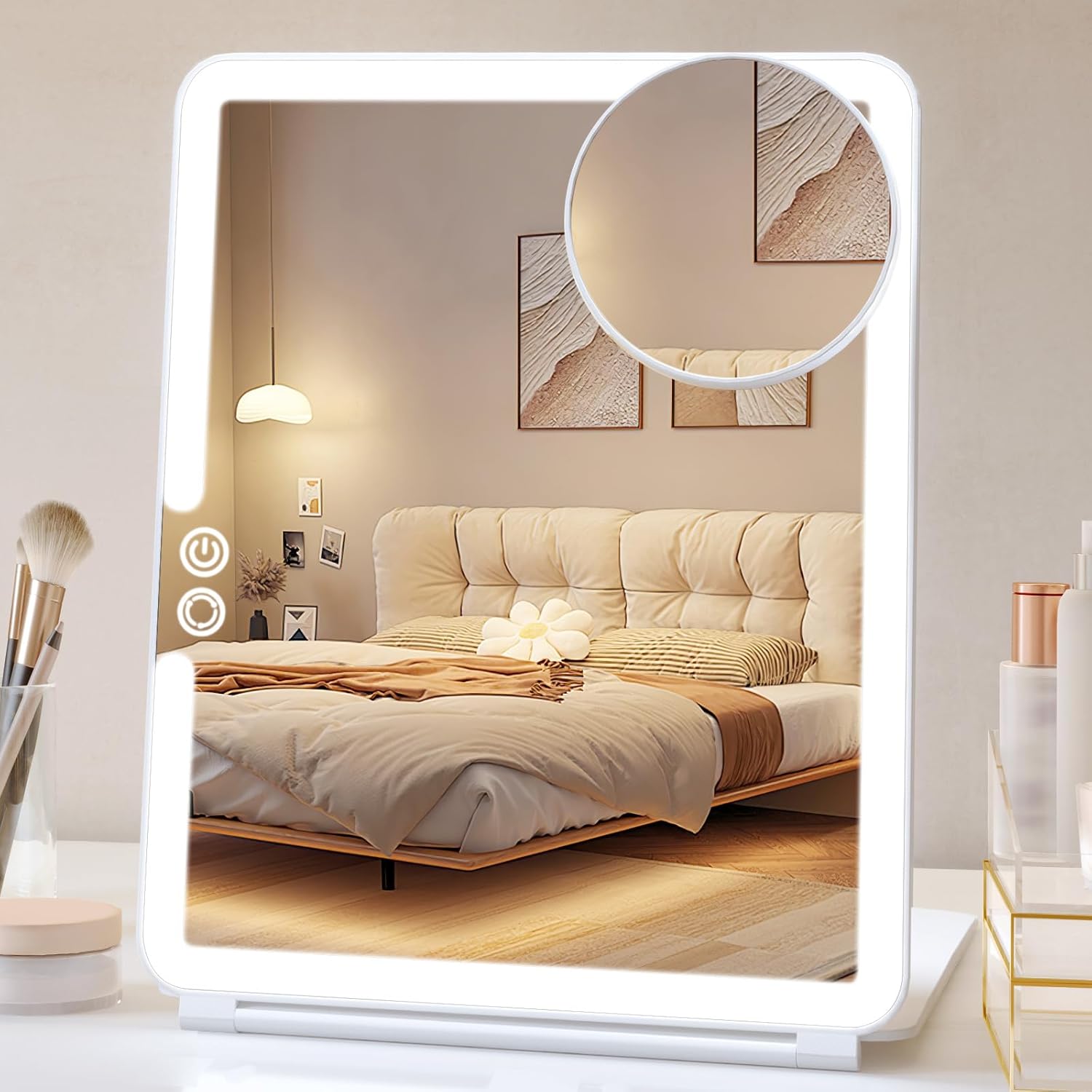 FUNTOUCH Rechargeable Portable Travel Mirror with 10X Magnification