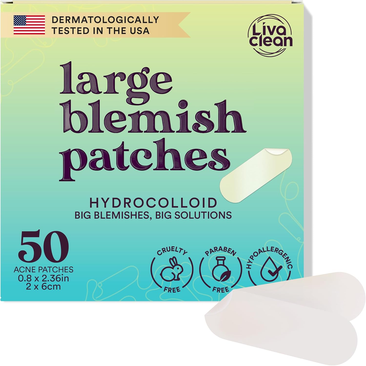 LivaClean 50CT Large Hydrocolloid Spot Patches